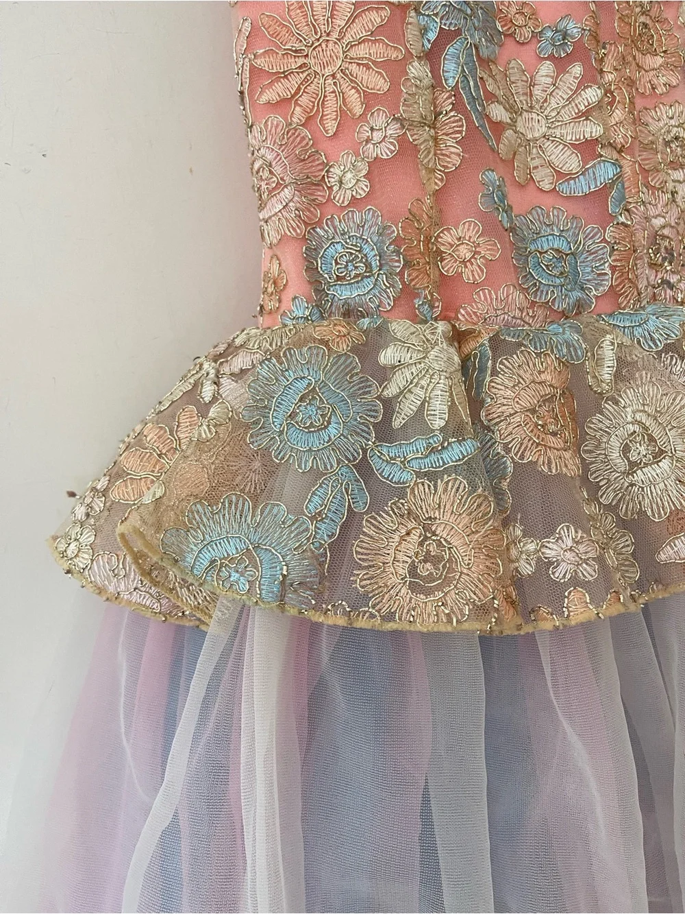 CURTAIN CALL COSTUMES VGUC Floral Embroidered Tulle Dance Recital Ballet Costume